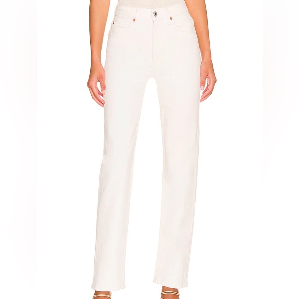 RE/DONE Re/Done White Straight Leg Jeans with leg slit